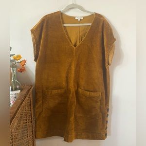 madewell corduroy side button shift dress